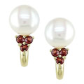 14-kt Yellow Gold Cultured Freshwater Pearl Garnet Earrings