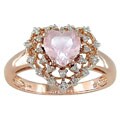 14k Pink Gold 1/10ct TDW Diamond Rose Quartz Ring