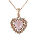 14k Pink Gold 1/10ct TDW Diamond Rose Quartz Pendant