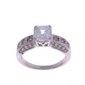 Sterling Silver Asscher-cut Multiple CZ Ring