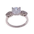 Sterling Silver Round-cut CZ Trellis Ring