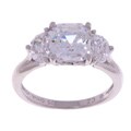 Sterling Silver Asscher-cut CZ Ring
