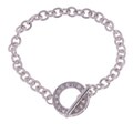 Sterling Silver CZ Circle Toggle Bracelet