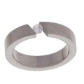 Stainless Steel Tension Set CZ Satin Finish Ring