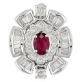 18k White Gold 2ct TDW Diamond and Ruby Brooch