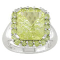 14-Kt White Gold Lemon Quartz and Peridot Ring