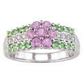 14k White Gold Diamond and Multi-gemstone Ring