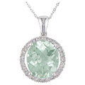 14k Gold 1/4ct Diamond Green Amethyst Pendant