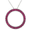 14k White Gold Ruby Circle Pendant