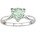 14k White Gold Diamond and Green Amethyst Ring