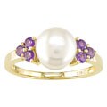 10k Gold Cultured Freshwater Pearl Amethyst Ring