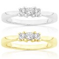 14k Gold 1/4ct 3-stone Princess Diamond Ring