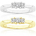14k Gold 1/4ct 3-stone Princess Diamond Ring (I-J,I1-I2)