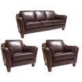 Avalon Chocolate Leather Sofa and Two Chairs