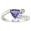 14k White Gold 1/10ct TDW Diamond and Iolite Ring