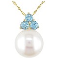 14-kt Yellow Gold Cultured Freshwater Blue Topaz Pendant