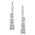 14k White Gold 1/4ct TDW Princess Diamond Three-Stone Earrings (I-J, I2-I3)