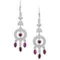 14k White Gold 1/4ct TDW Diamond & Ruby Earrings