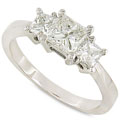 Platinum 1ct TDW Princess Diamond Three-Stone Engagement Ring (H-I, SI1-SI2)