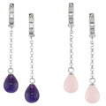 14k White Gold Gemstone Drop Earrings
