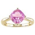 14-kt Yellow Gold Created Pink Sapphire Ring