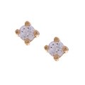 14k Yellow Gold CZ Stud Baby Earrings Closed Screw Back