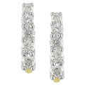 14k Two-tone Gold 1/4ct TDW Diamond J-hoop Earrings ( H-J, I1-I2 )
