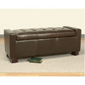 Dark Brown Tufted Leather Storage Bench