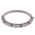 Sterling Silver Marcasite Blue Lace Agate Bangle