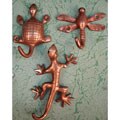 Set of Three Copper-plated Animal Hooks