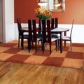 Checkerboard Flokati Orange/ Mustard Wool Rug (5' x 8')