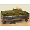 Paisley Pine/Brown Leather Coffee Table Ottoman