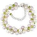 Sterling Silver Freshwater Pearl Peridot Bracelet (Set of 6)