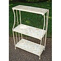 Iron and Natural Stone Three Tier Plant Shelf