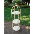 Iron/ Natural Stone Round Three-tier Plant Stand