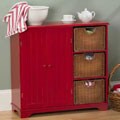 Red Wicker Drawer Sideboard