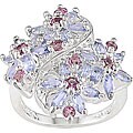 Sterling Silver Tanzanite and Pink Tourmaline Ring