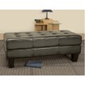 Black Leather Tufted Bench