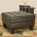 Leather Tufted Ottoman Dark Brown