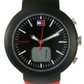 Tommy Hilfiger Men's Black Dial Red Strap Watch
