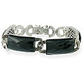 Sterling Silver Marcasite and Black Onyx Link Bracelet