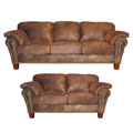 Buckskin Fabric Sofa and Loveseat