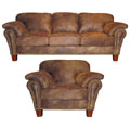 Buckskin Fabric Sofa and Chair