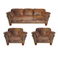 Buckskin Fabric Sofa and Two Chairs