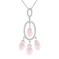 18k Gold 3/8ct TDW Diamond Rose Quartz Pendant