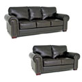 Dark Chocolate Leather Sofa and Loveseat