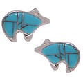 Sterling Silver and Turquoise Inlay Bear Earrings