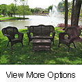 Four-piece PVC Wicker/ Steel Outdoor Settee Group