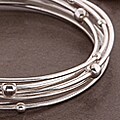 Sterling Silver Set of Six Beaded Bangles (Mexico)