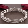 Sterling Silver 6-band Beaded Bangle Bracelet (Mexico)